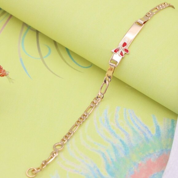 Rose Gold Butterfly Charm Bracelet, Gold Plated Over Brass, XPBL0702 - Picture 12 of 12